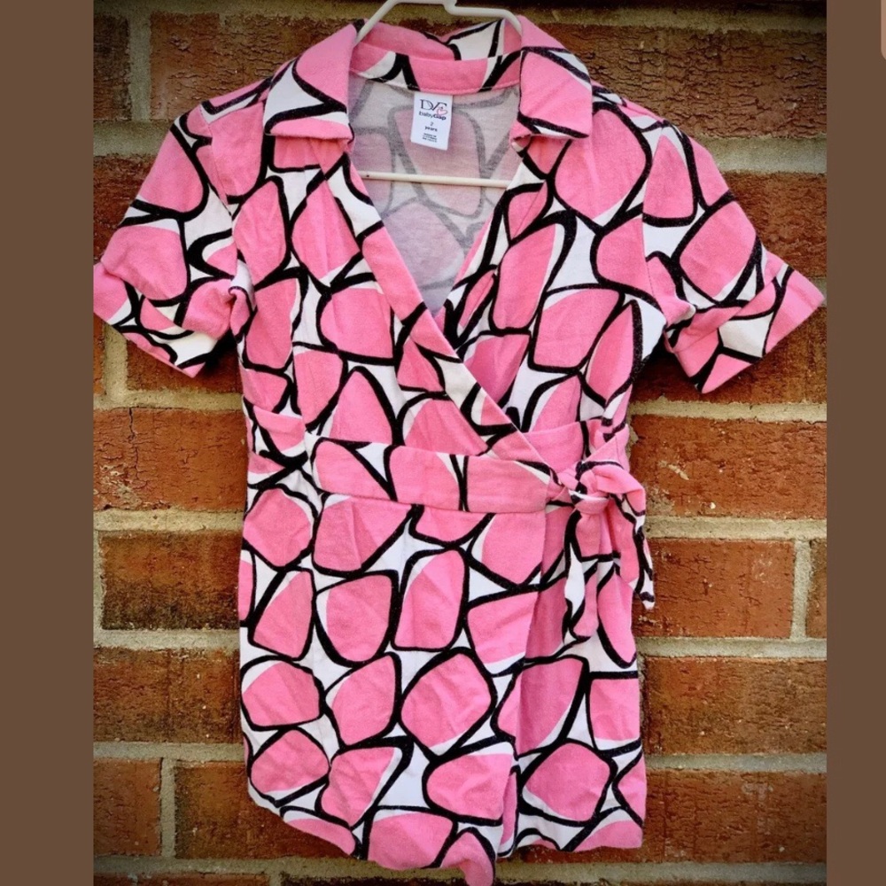 DVF For Gap Kids Pink/Black Print Wrap Dress 2T